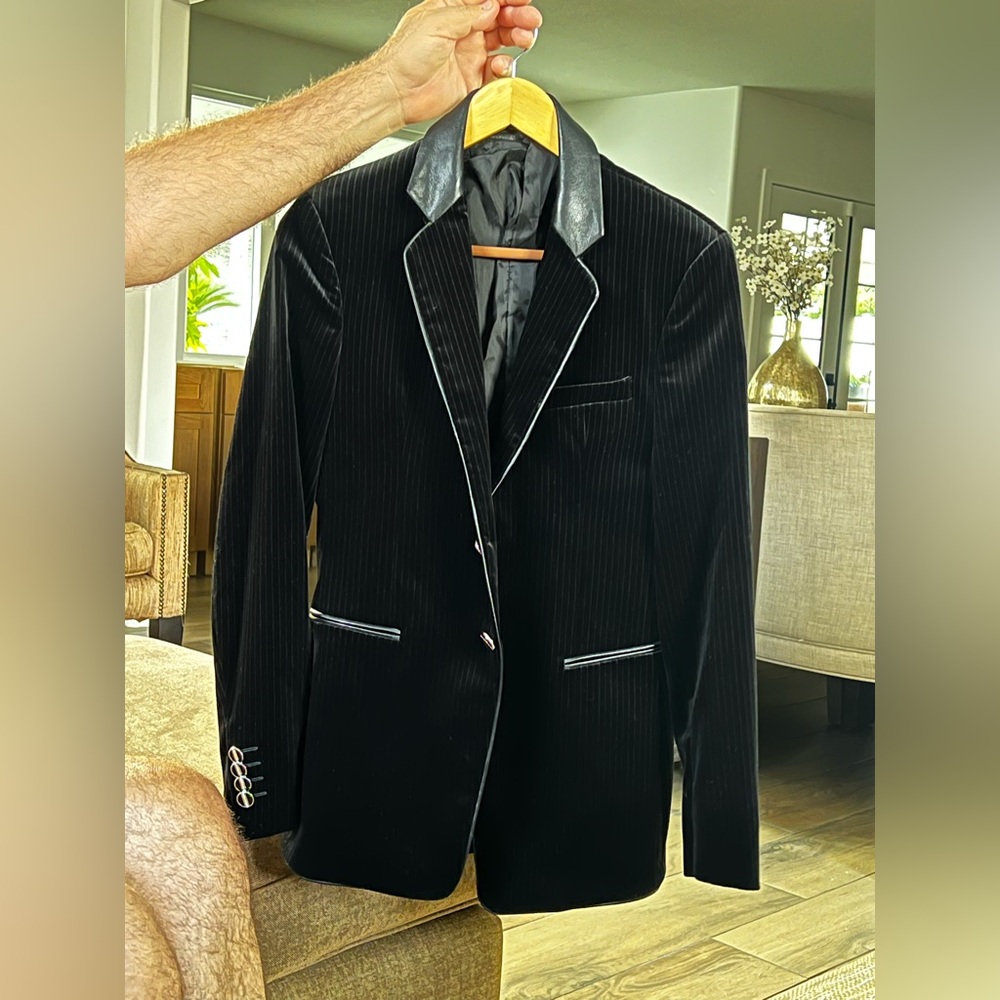 Emporio Armani Black Sport Coat with Velvet Finish